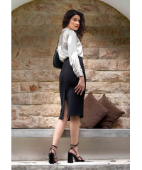 HANNA OFF WHITE SATIN BLOUSE