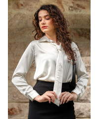 HANNA OFF WHITE SATIN BLOUSE