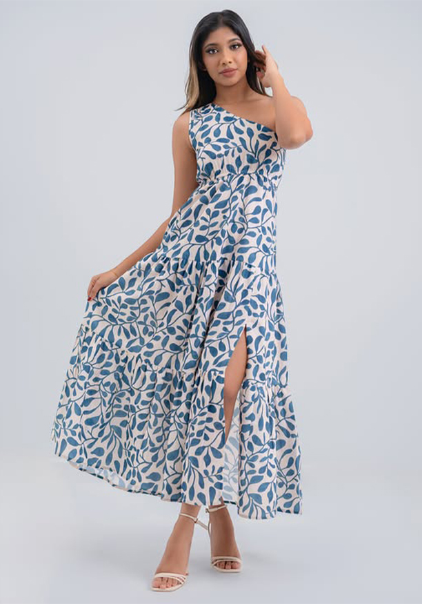 EMILIA ONE SHOULDER PRINTED DRESS