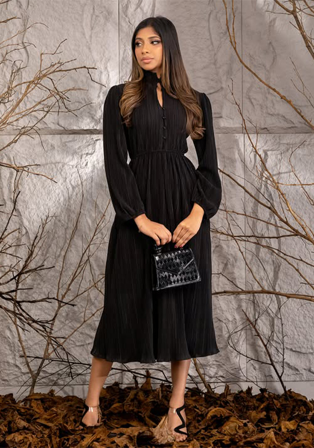 LORENA SHIRRED COLLAR DRESS