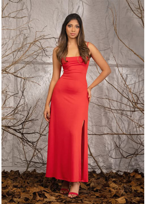 CALLIOPE STRAPE DRESS WITH HIGH SLIT