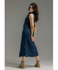 SLEEVELESS DARK BLUE DENIM DRESS