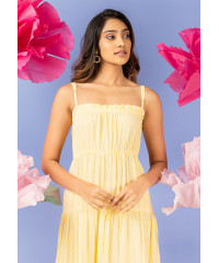 YELLOW STRAPPY TIERED DRESS