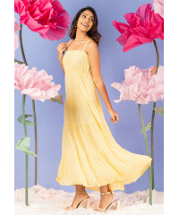 YELLOW STRAPPY TIERED DRESS
