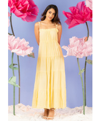YELLOW STRAPPY TIERED DRESS