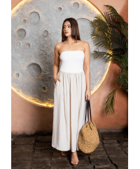 WHITE NATASHA BANDEAU DRESS 