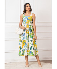 ADRIYANA GREEN MIX LONG DRESS