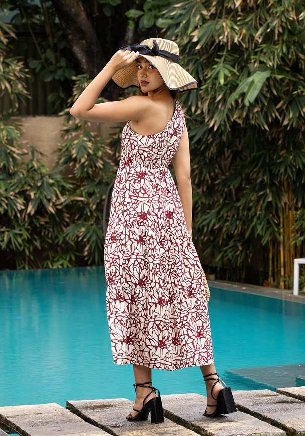 SUSAN RED ONE SHOULDER DRESS