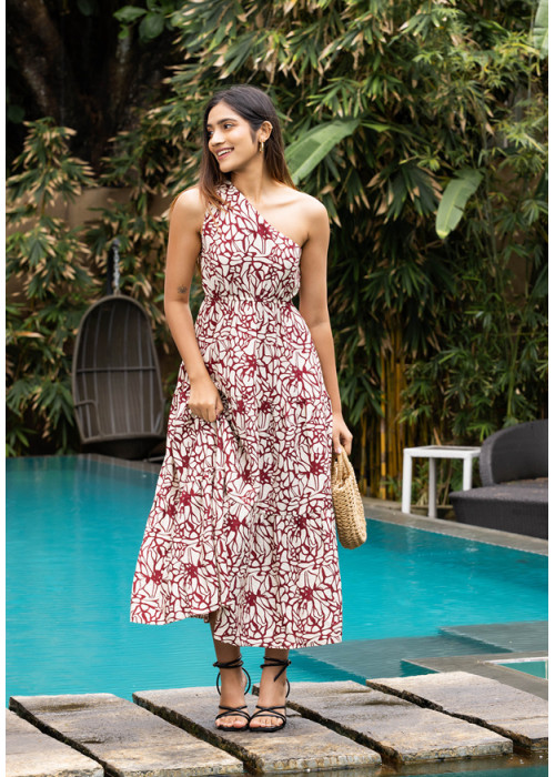 SUSAN RED ONE SHOULDER DRESS