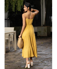 RHEIN YELLOW MAXI STRAP DRESS