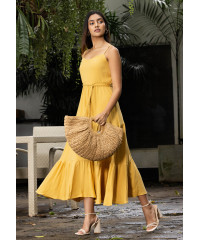 RHEIN YELLOW MAXI STRAP DRESS