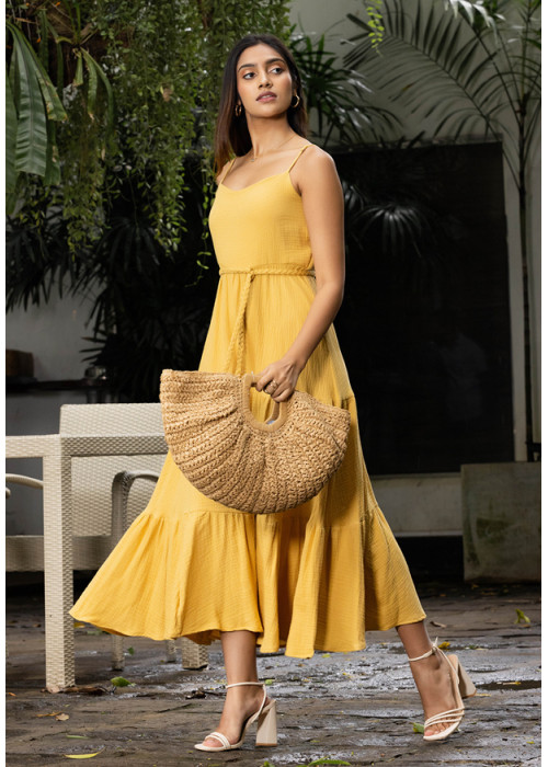 RHEIN YELLOW MAXI STRAP DRESS