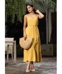 RHEIN YELLOW MAXI STRAP DRESS