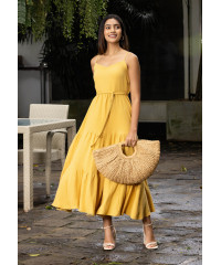RHEIN YELLOW MAXI STRAP DRESS