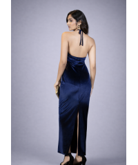 ALIZA HALTER NECK BLUE LONG DRESS