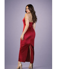 ALIZA HALTER NECK LONG RED DRESS