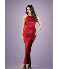 ALIZA HALTER NECK LONG RED DRESS
