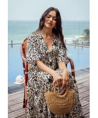 JENNY V NECK BLACK & WHITE DRESS