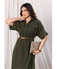 EVELYN UTILITY KAKI GREEN MAXI DRESS