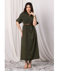 EVELYN UTILITY KAKI GREEN MAXI DRESS