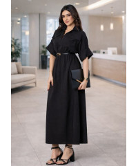 EVELYN UTILITY KAKI BLACK MAXI DRESS