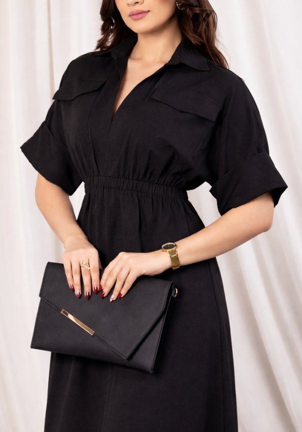 EVELYN UTILITY KAKI BLACK MAXI DRESS