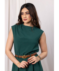  AZERIA SLEEVELESS GREEN MIDI DRESS