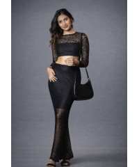 AFIA BLACK LONG SKIRT