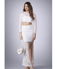 AFIA WHITE LONG SKIRT