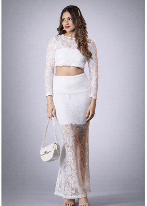 AFIA WHITE LONG SKIRT