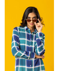 OCTAVIA LONG SLEEVE BLUE SHIRT