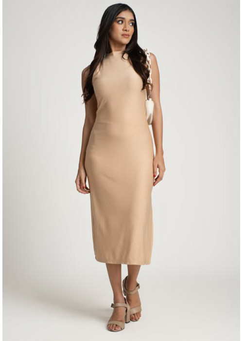 ASTROIDE SLEEVELESS BEIGE DRESS 