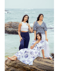 ALEXANDRA SEASHELL WHITE & BLUE DRESS