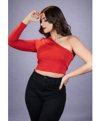SALMA ONE SHOULDER RED TOP