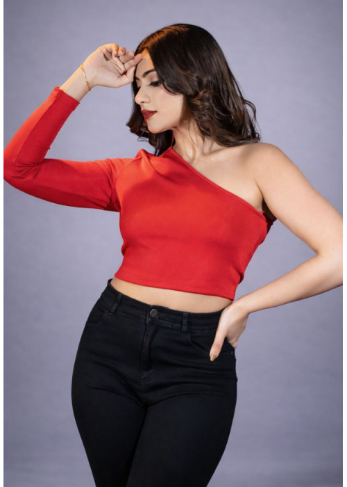 SALMA ONE SHOULDER RED TOP