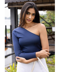 SALMA ONE SHOULDER BLUE TOP