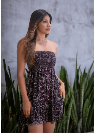 ZENANA BLACK PRINTED DRESS