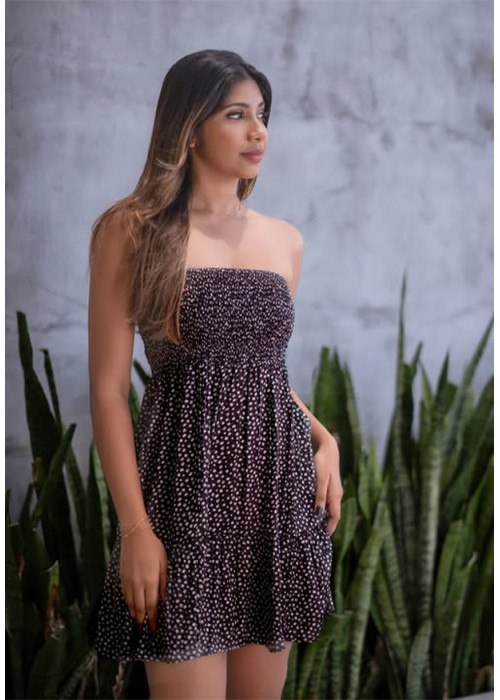 ZENANA BLACK PRINTED DRESS