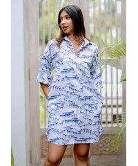 LOLA BLUE PRINTRD BAGGY SHORT DRESS