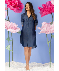 VAYO LONG SLEEVE DARK BLUE SHIRT DRESS