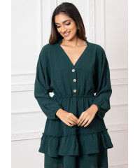 DARK GREEN AMY BALLOON SLEEVE DRESS