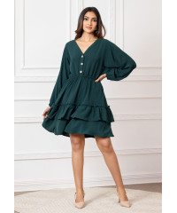 DARK GREEN AMY BALLOON SLEEVE DRESS