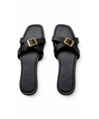 SIYALA BLACK STRAP SLIPPERS