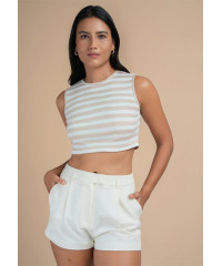 ROUND NECK BEIGE TOP 