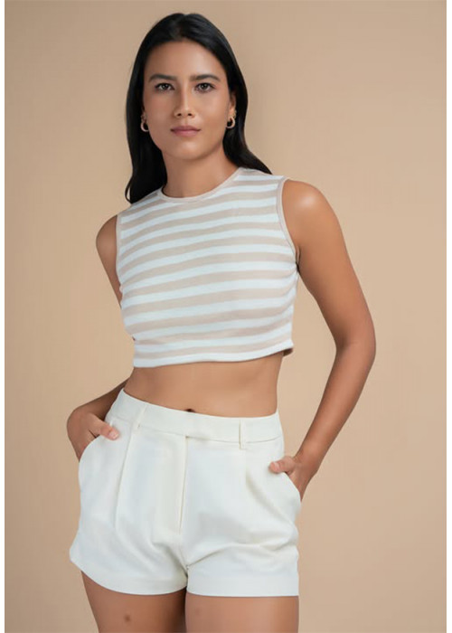 ROUND NECK BEIGE TOP 