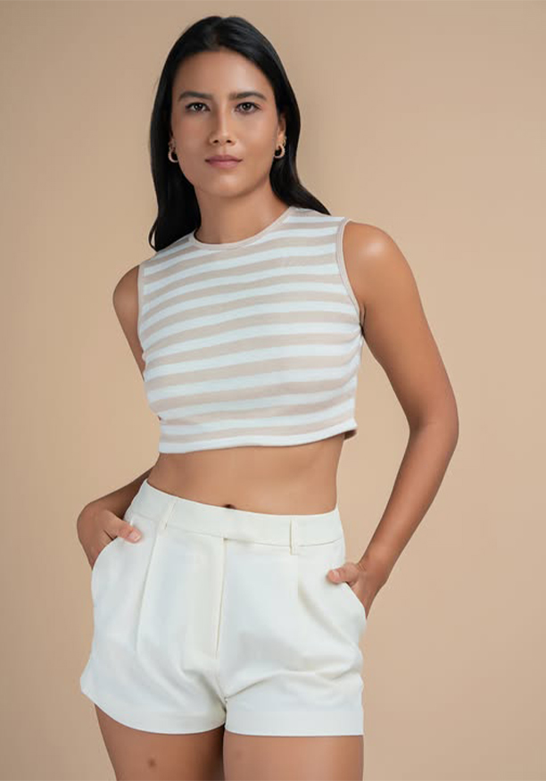 ROUND NECK BEIGE TOP 