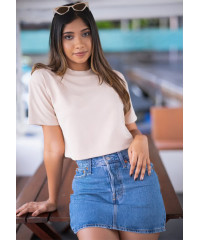 BRILLIE BEIGE CROP T SHIRT