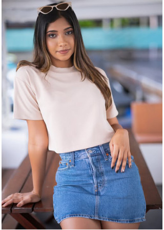 BRILLIE BEIGE CROP T SHIRT