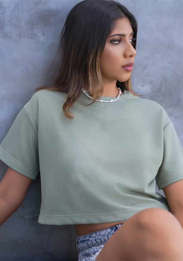 BRILLIE GREEN CROP T SHIRT