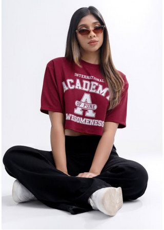 AWESOMNESS BAGGY MAROON TEE